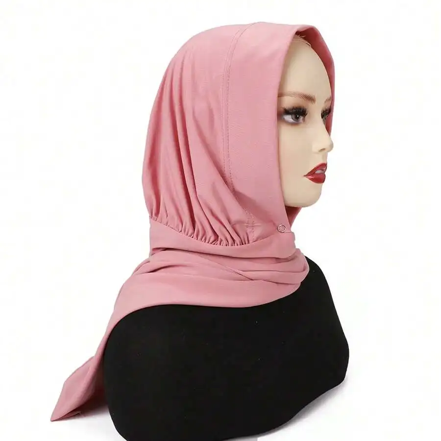 SGIAWETA-1pc Pre-Tied Elastic Instant Hijab, Solid Color Muslim Headscarf For Women-birthdaygift