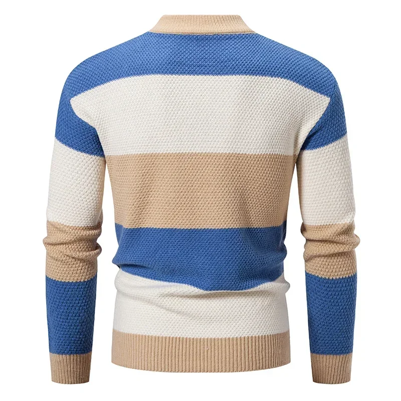 High Quality Men's New Autumn and Winter Casual Warm Color Block Sweater Knit Tops