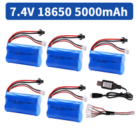 7.4V 5000mAh 18650 SM-2P Li-ion Battery for WPL MN99S D90 U12A S033g Q1 H101 Parts 7.4V Battery Rc Boats Cars Tanks Drones Parts