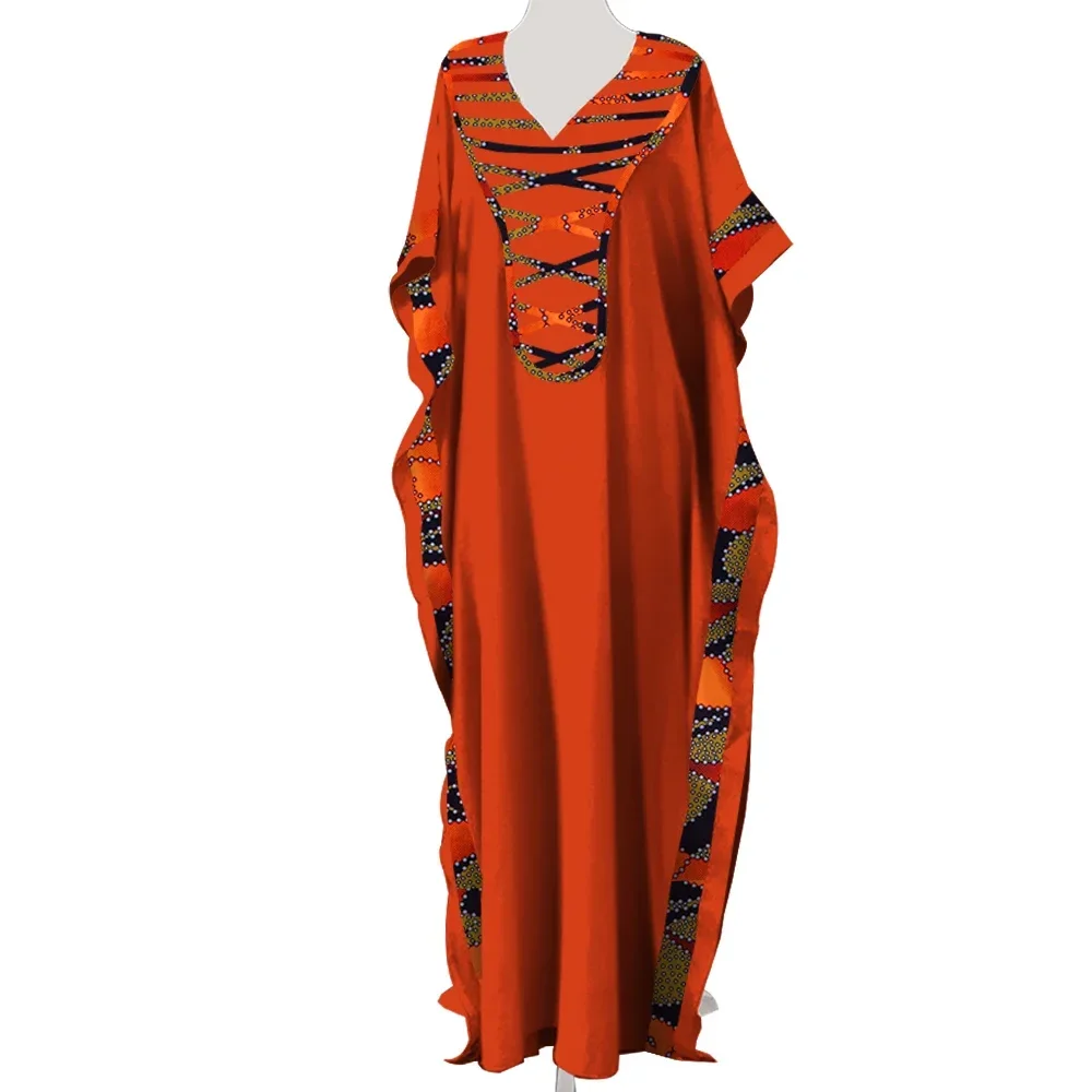 Африканские платья-халат Dashiki с v-образным вырезом для женщин, красочные повседневные свободные африканские платья для женщин, платье до