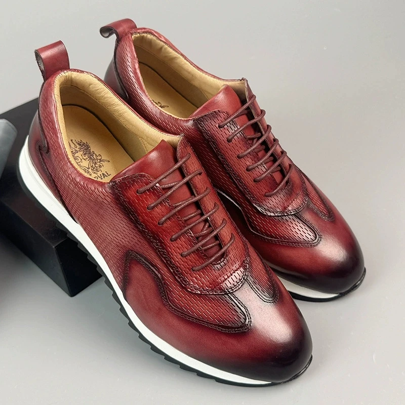 

Новинка 2025 года, осенние новые стильные мужские удобные повседневные оксфорды из натуральной кожи, мужские повседневные кроссовки на шнуровке с крокодиловым узором