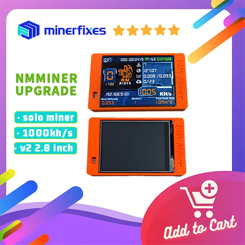NerdMiner V2 NMMiner ترقية 2.8 بوصة عرض آلات التعدين المشفرة 1010KH/S سولو مينر المنزل استخدام BTC بيتكوين اليانصيب مينر