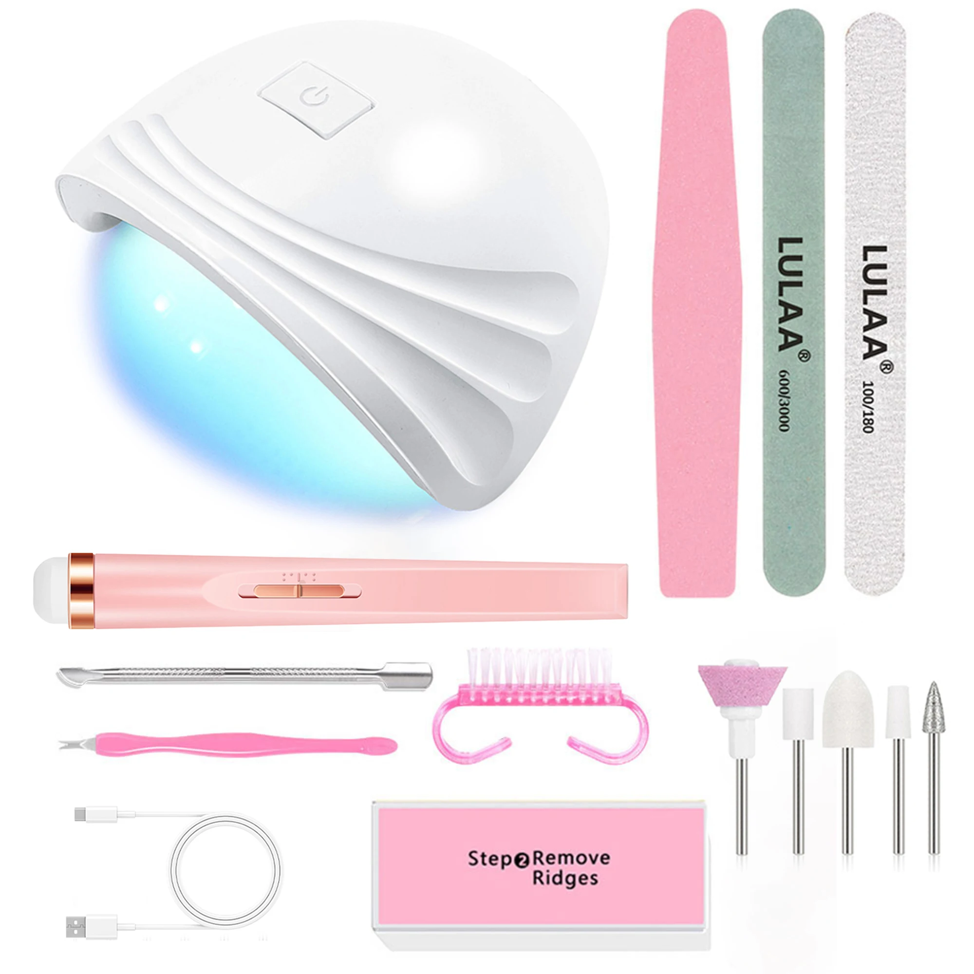 

Manicure Set Electric Nail Polish Drill Machine With Light Portable With Battery Electric Manicure Art Tools For Gel Remover