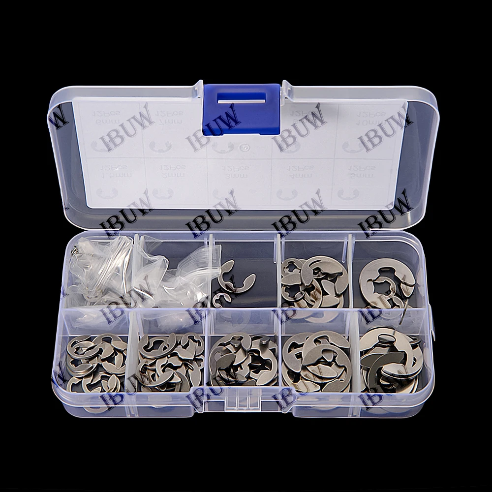 120PCS 2MM 3MM 4MM 5MM Stainless Steel Retaining Circlip Set Snap Ring E Clip Washer Assortment for Shaft Fastener M1.5-M10