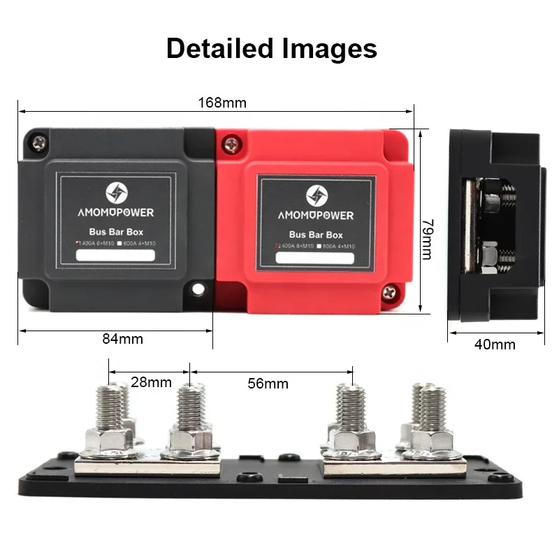 Terminal Connector  Heavy-Duty  M10 8Stud Terminal Battery 400A 48V BusBar Box Car Audio Power Distribution Block Connector