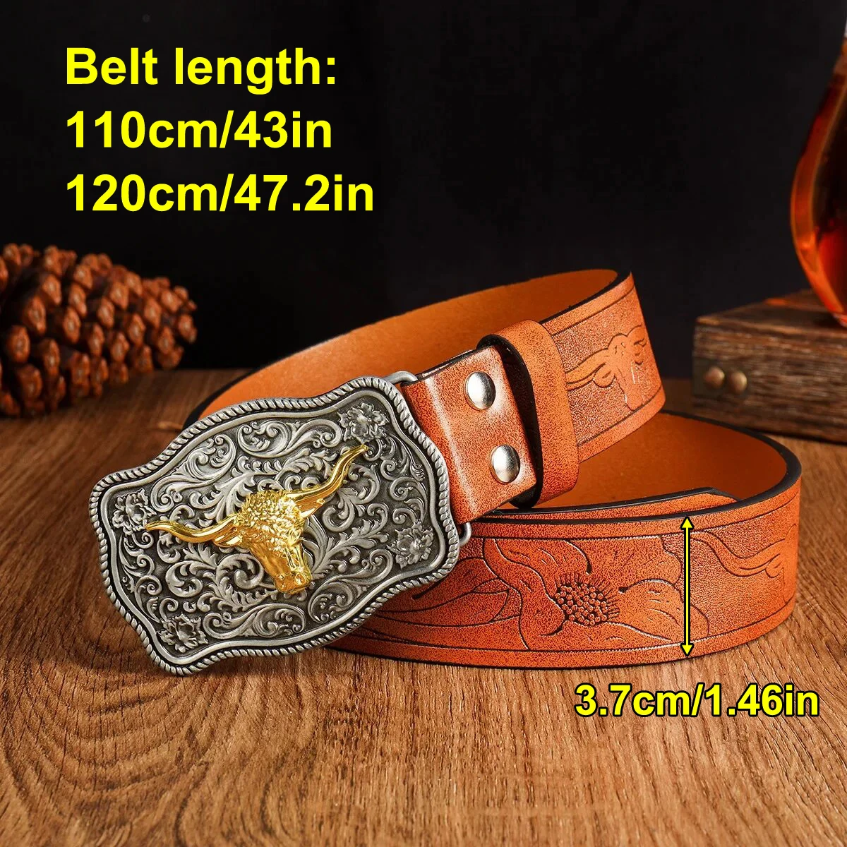 Western cowboy style men's belt vintage fashion for jeans and casual pants suitable for work business and sports Christmas h