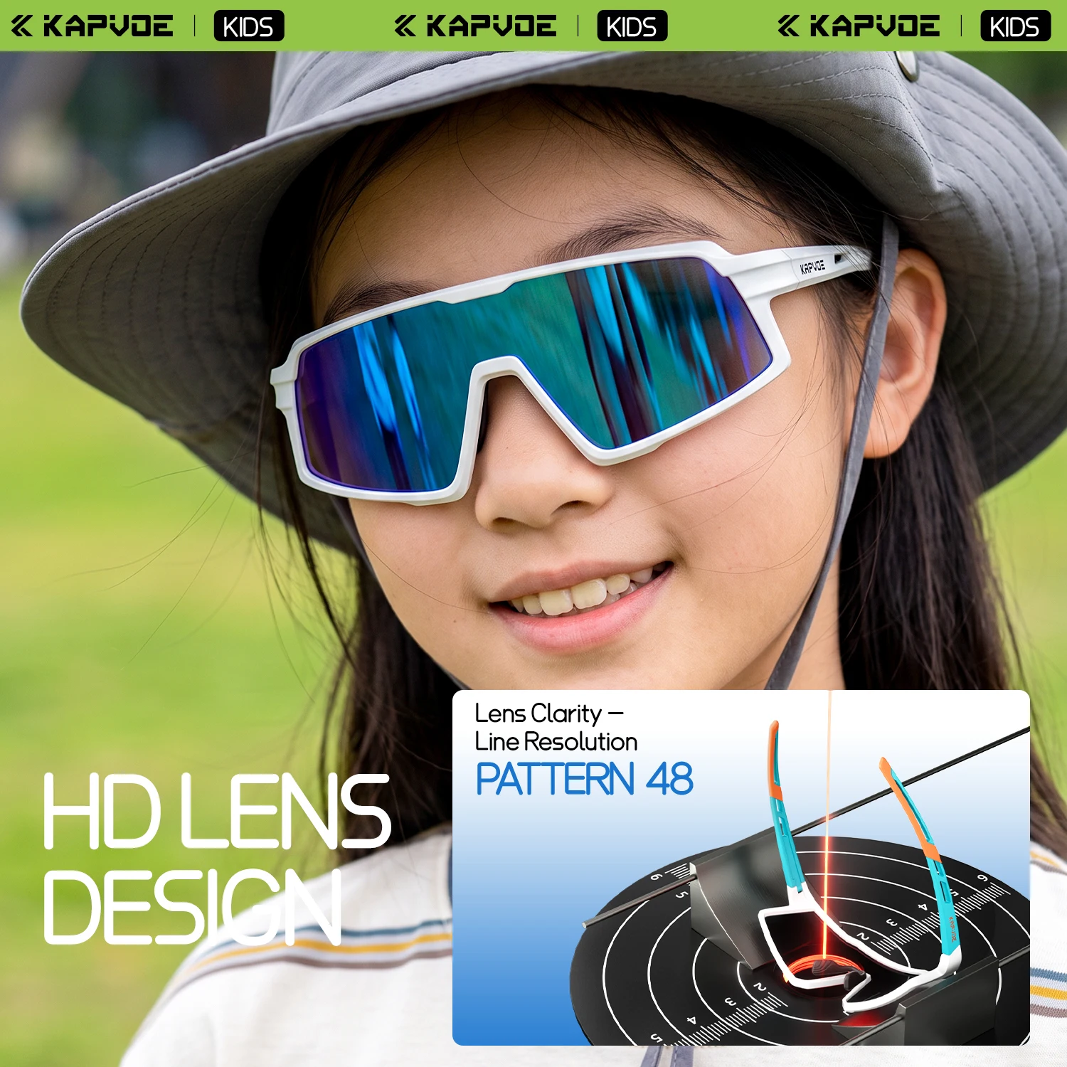 Bild 7: KAPVOE Kinder-Sportsonnenbrille mit Polarisationsfilter, UV400-Schutz, für Jungen und Mädchen, geeignet für Outdoor-Aktivitäten, Radfahren, Angeln, Wandern, Golf, Camping, für Kinder.