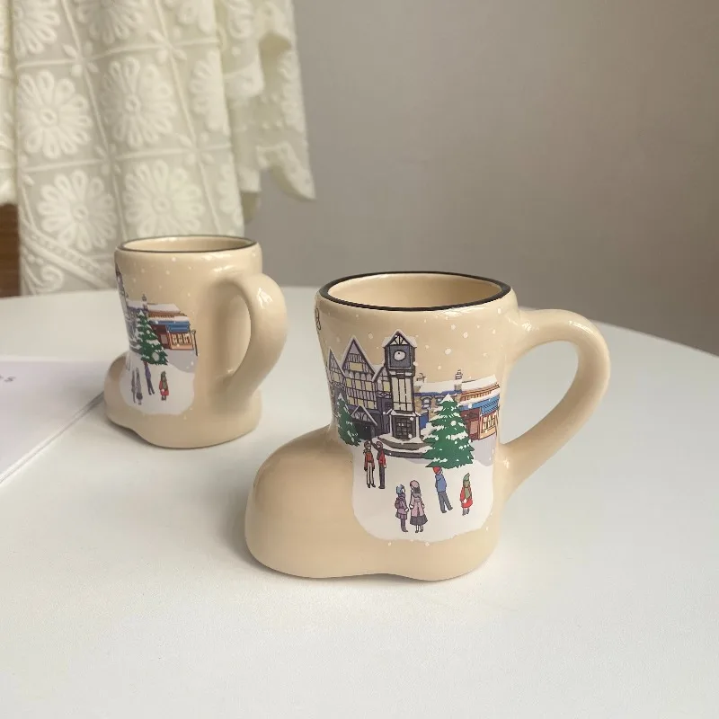 Vintage Christmas boots ceramic cups,creative personalized mugs coffee cups,Christmas themed storage ornaments Christmas gifts