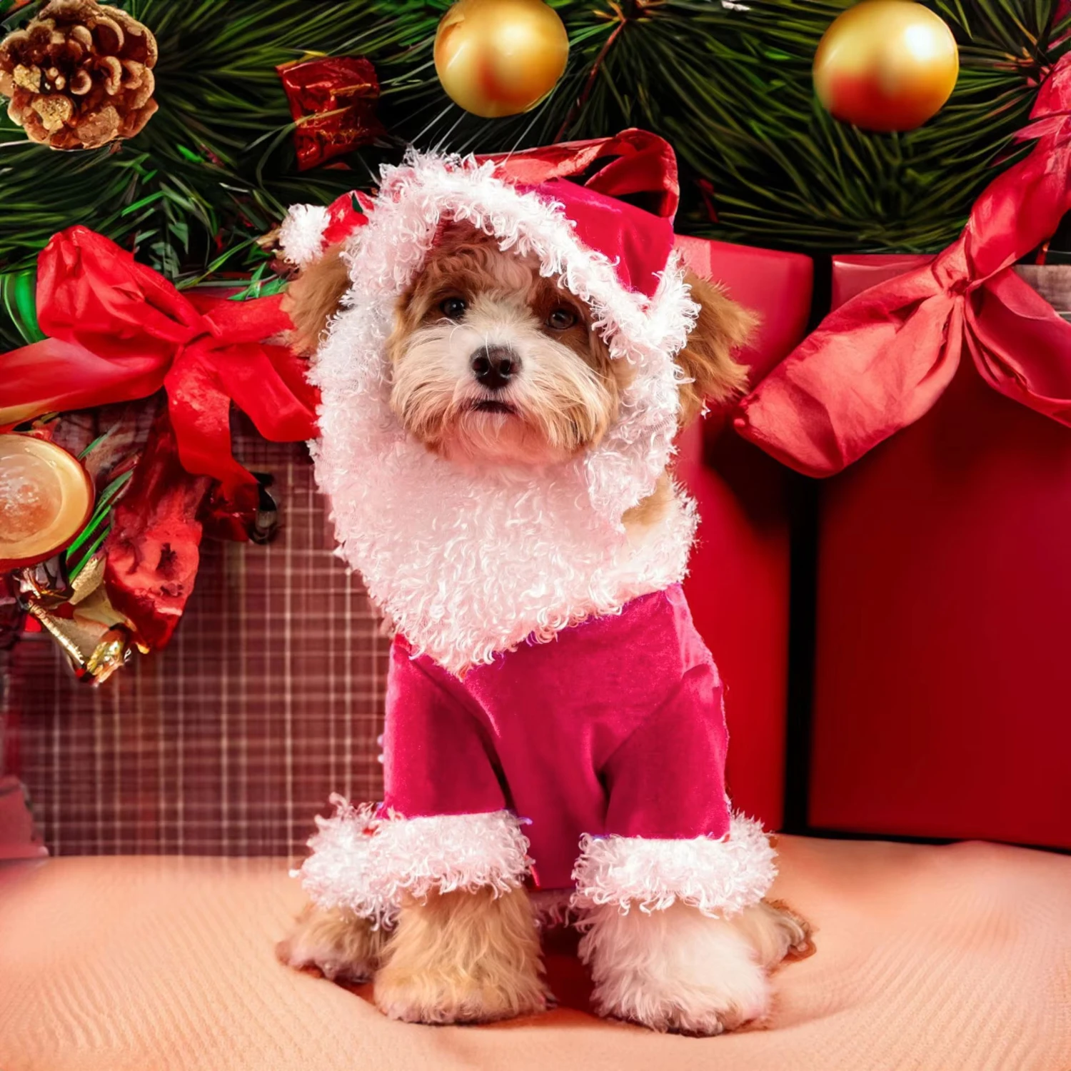 Christmas Day Dog Clothing Santa Claus Dress  Funny Style Dog Clothing Pet Dress