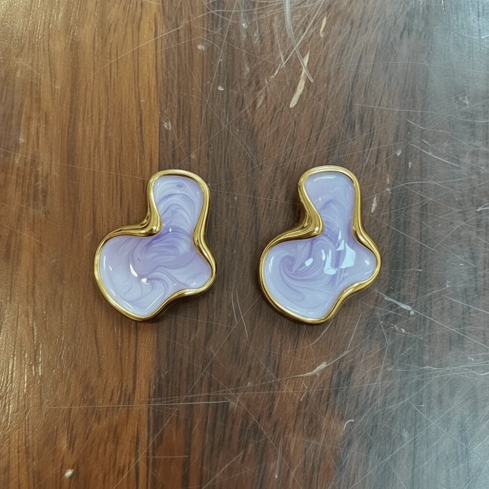 Minimalist Cloud Stud Earring Oil Dripping Temperament Style Irregular Earring Dainty Simple Design