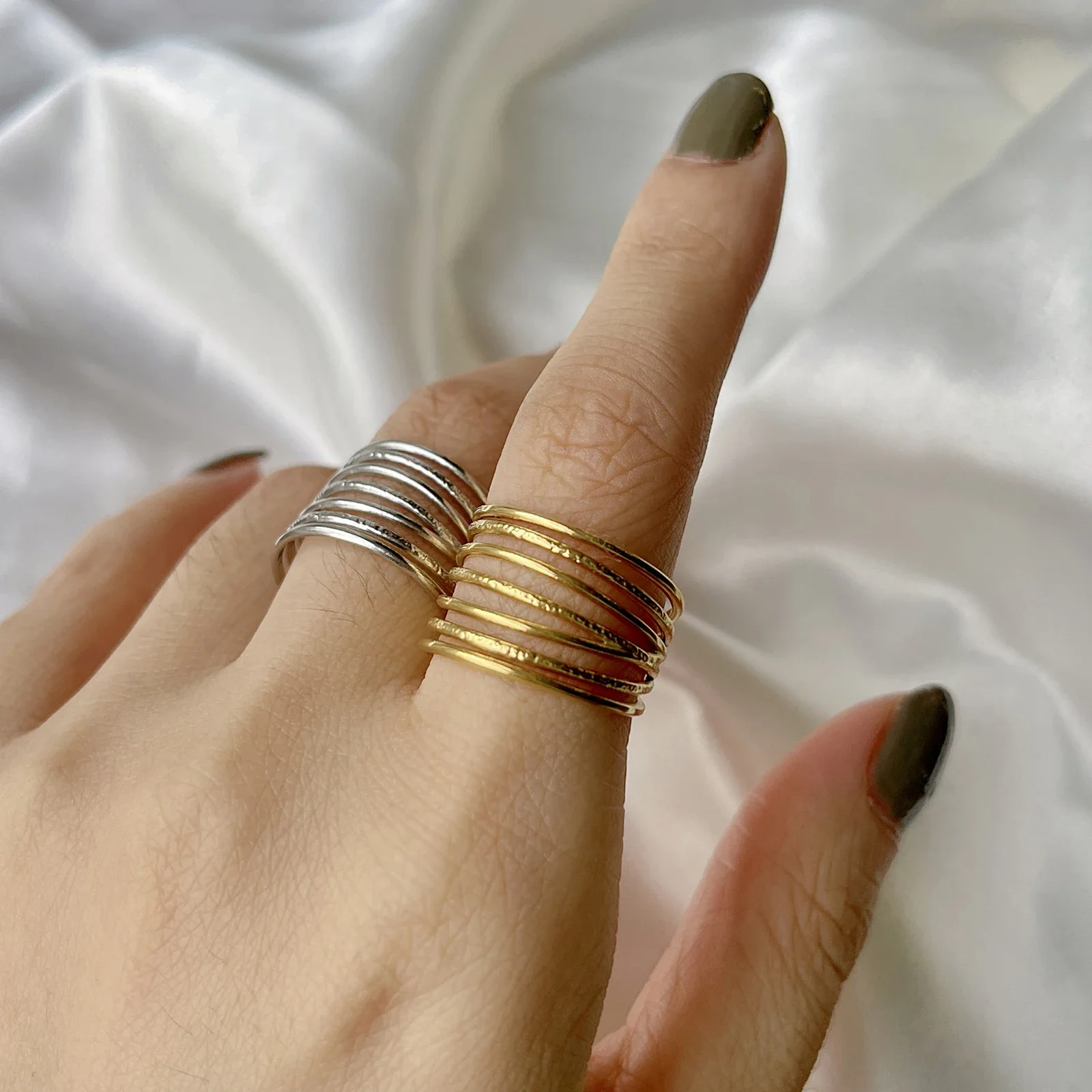 Edelstahl Offene Ringe für Frauen Geometrisches Herz Weizenähren Verstellbarer Fingerring Modeschmuck Geburtstagsgeschenk Großhandel – Detail 17