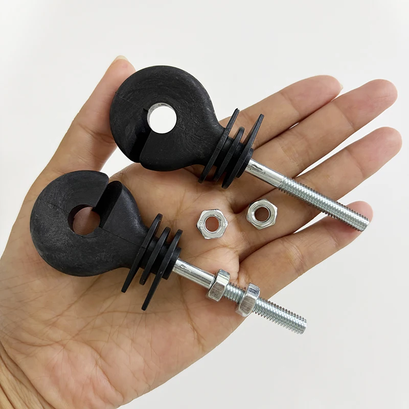 20 Pcs Threaded Electric Fence Insulators Black Flat Nut Ring Metal Post Insulators for Livestock Cattle Horse Farm Fencing Wire view 6