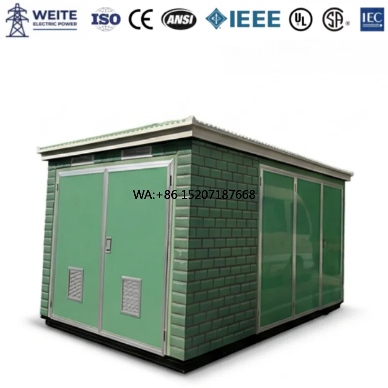 Three-Phase 50Hz High Voltage/ Low Voltage Prefabricated Substation Power Distribution 500kVA 10/0.4kV System IP54