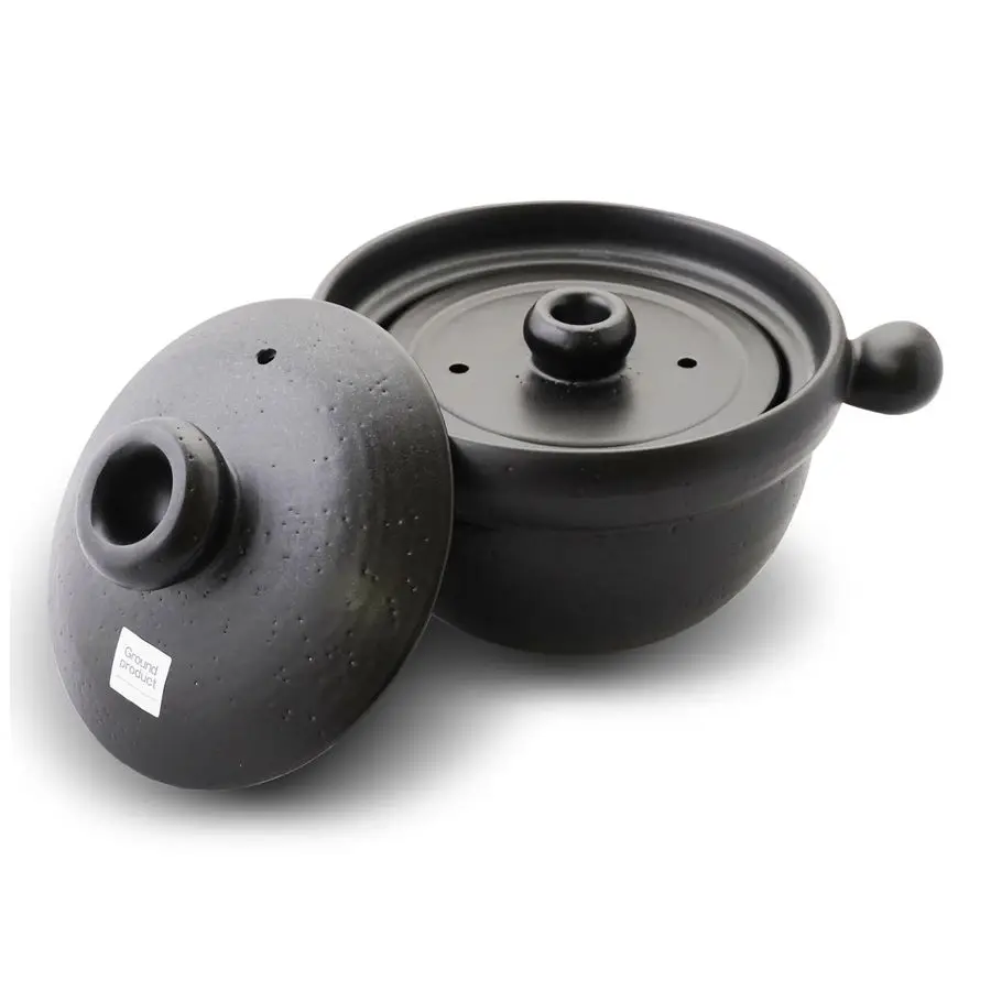 Ware Rice Pot Serie de productos molidos Tapa doble, arroz esponjoso, olla de arcilla Donabe para apto para microondas y horno, con manual en inglés,