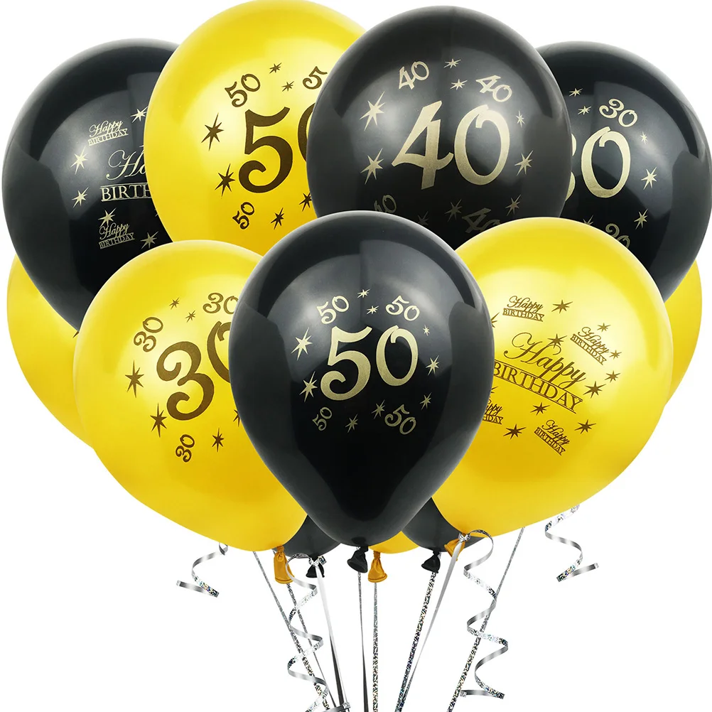 

20 Pcs Happy Birthday Balloon Balloons Party Printing Latex Emulsion Golden for