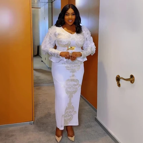 Vestidos africanos para mujer 2025, nueva moda, vestido largo de fiesta de noche con lentejuelas de talla grande, trajes Dashiki Ankara, bata, ropa africana