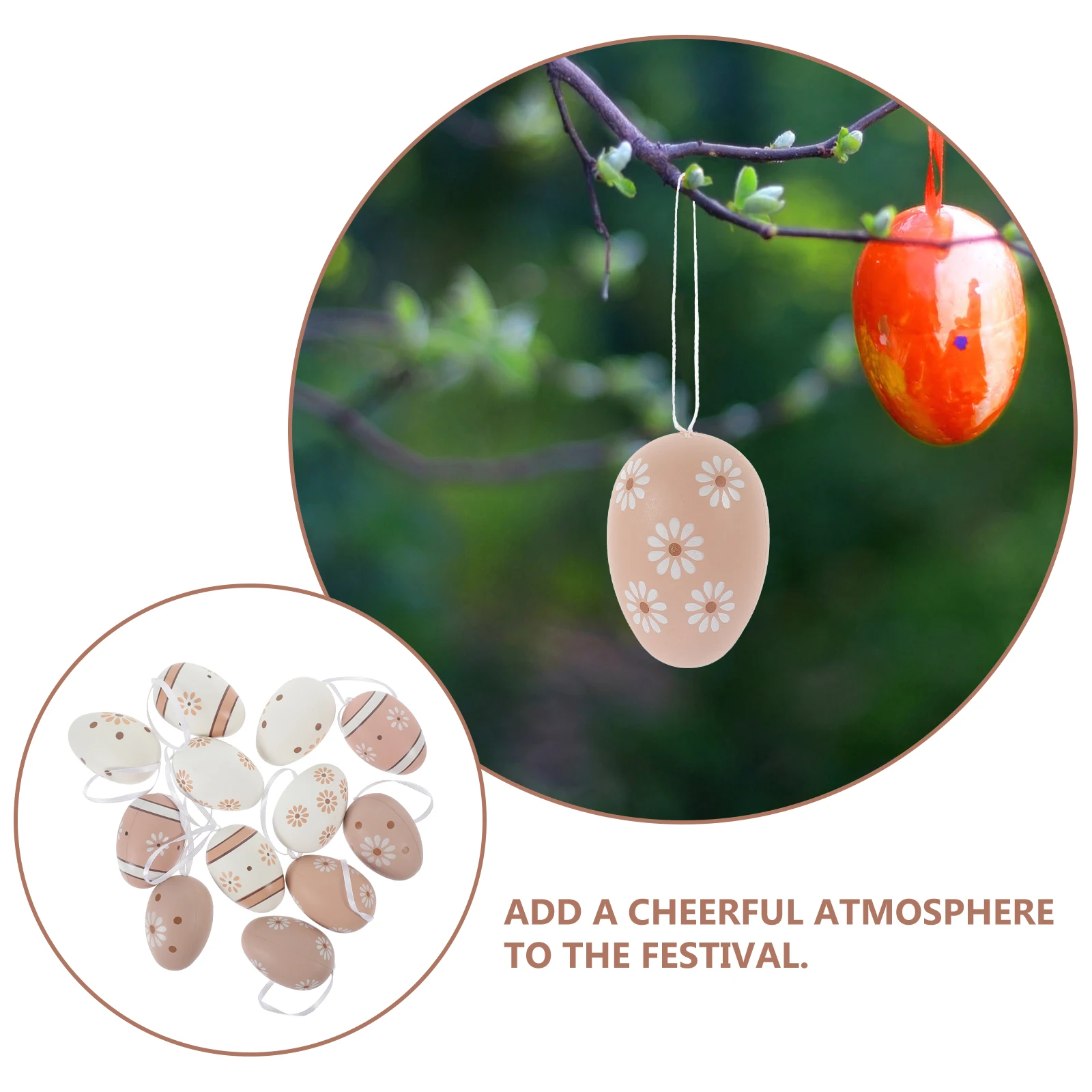 

12Pcs Easter Egg Pendant Set Adorable Hanging Decor for Tree and Room Easter Egg Hanging Ornament Tree Decorations