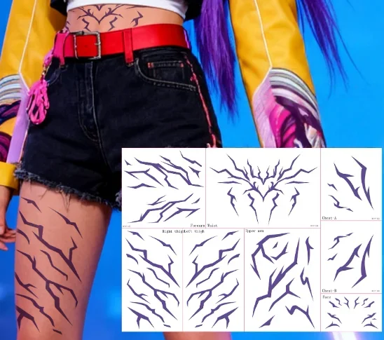 8 قطعة فستان بتصميم حالم رومي الوشم ملصق تأثيري للنساء الوشم المؤقت شيطان هنتر من KPop زي اكسسوارات تجهيزات حفلة الهالوين