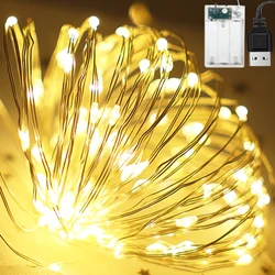 5M 10M USB Battery LED Lights String Copper Wire Fairy Garland Light Lamp Christmas Wedding Party Xmas Lighting Decoration