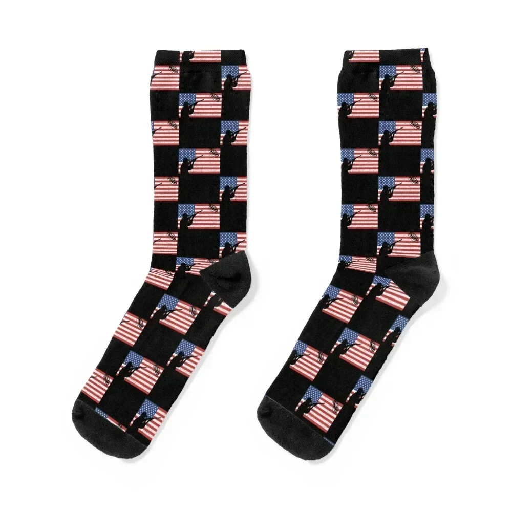 Skeet Clay Shooting Pigeon Trap Bird Hunters US Flag Socks sheer Stockings man Male Socks Women's