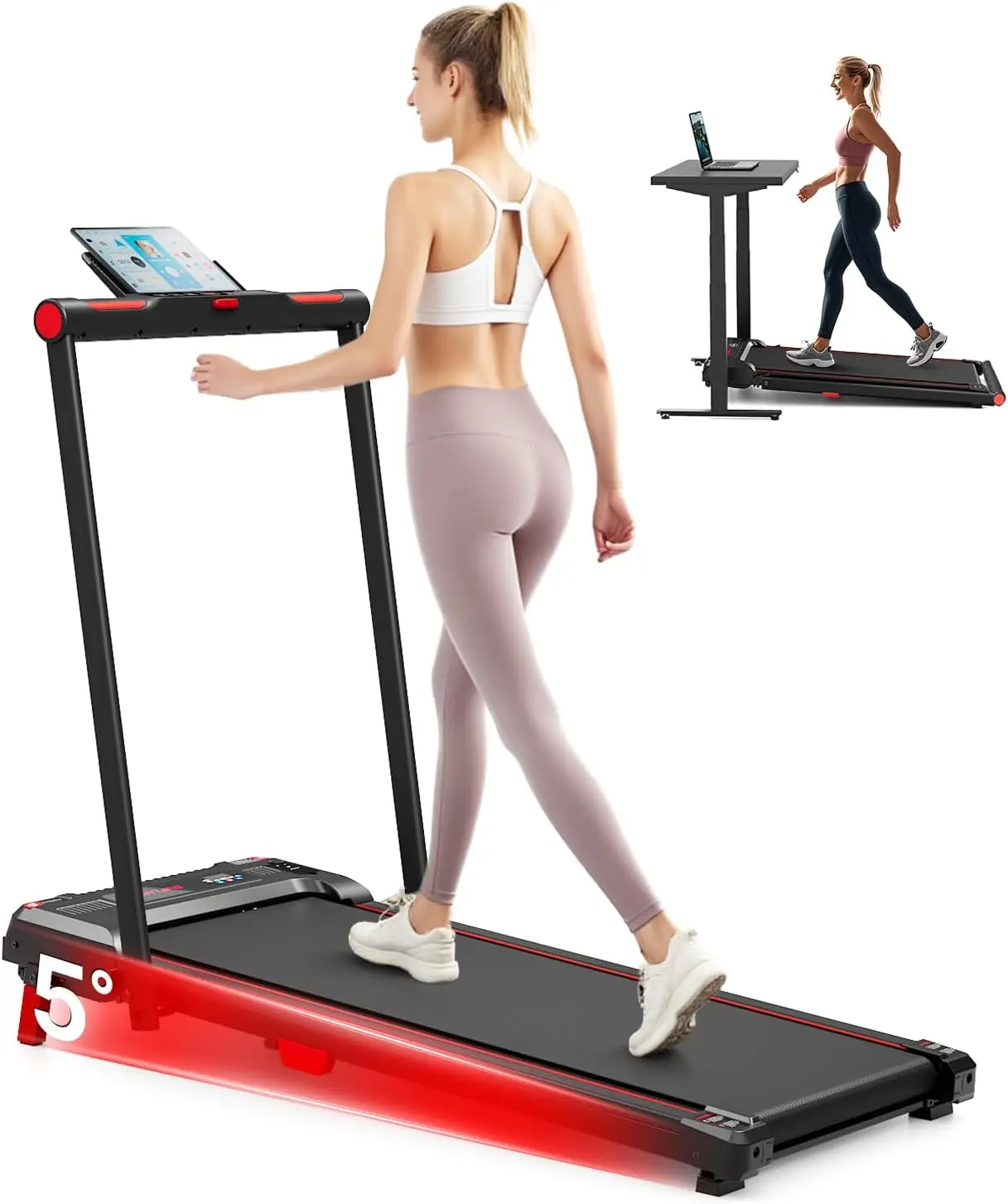 

Беговая дорожка Walking Pad, складная, для установки под стол, с регулировкой угла наклона, грузоподъемность 150 кг, 2.5 л.с., портативная, компактная, с LED-дисплеем и пультом ДУ