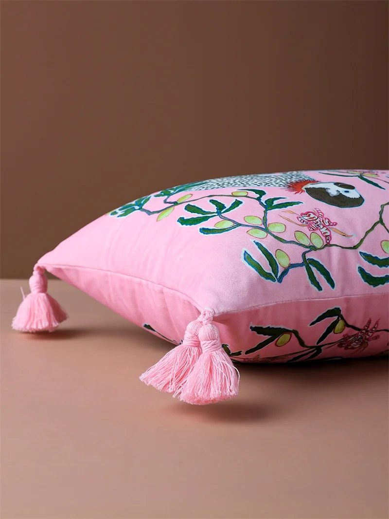 Decorative Velvet Pillow Covers, Chinese Pillowcases, Dog with Vase, Double Sides, Asian Lady Royal Court, 12x20 Inch