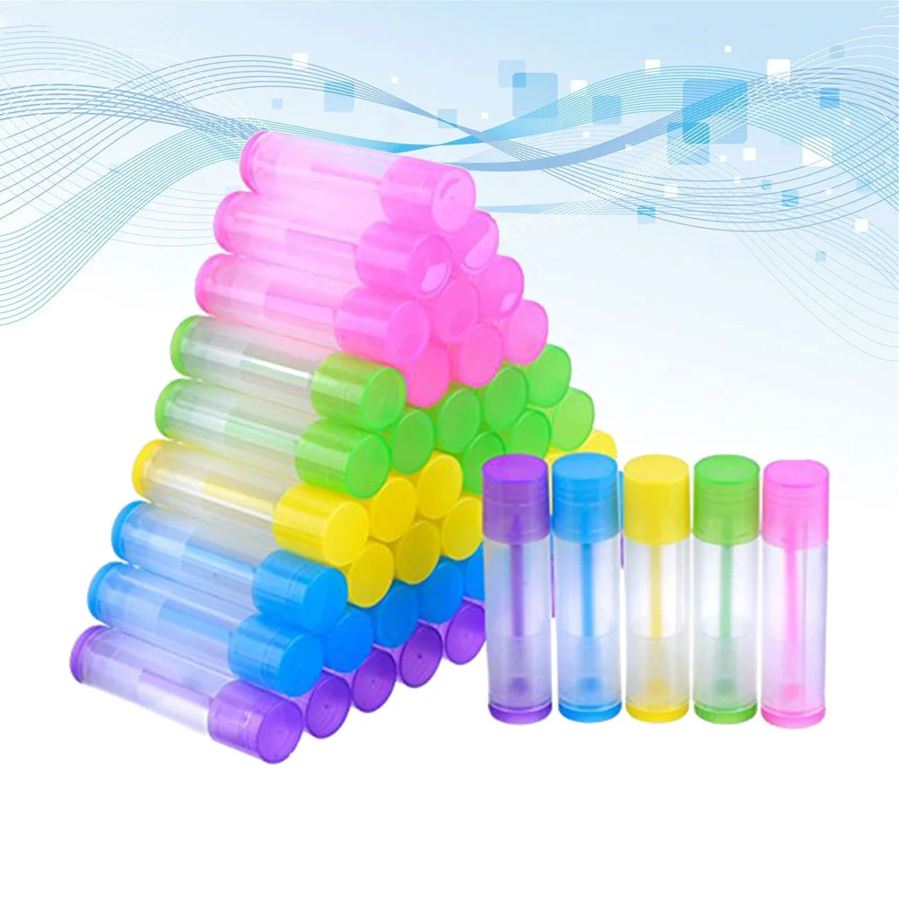 50 Pcs Non-toxic Lip Balm Tubes Blam with Caps Chopsticks for Homemade Gloss Lipstick