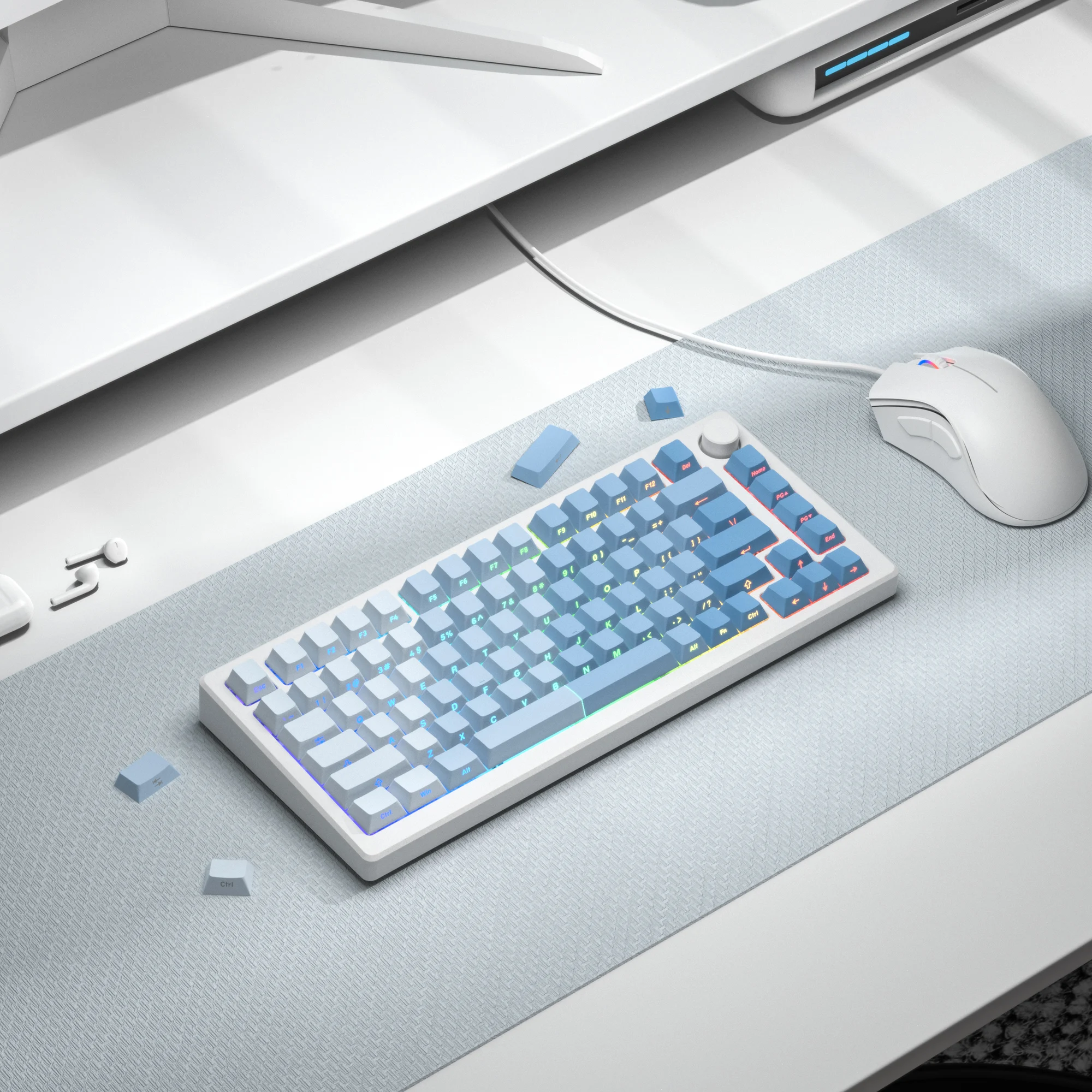 Imagem -05 - Sky Blue Side Impresso Backlit Keycaps Double Shot Pbt Perfil Cereja para Cherry Gateron Teclado Gamer Switch mx Chave 121