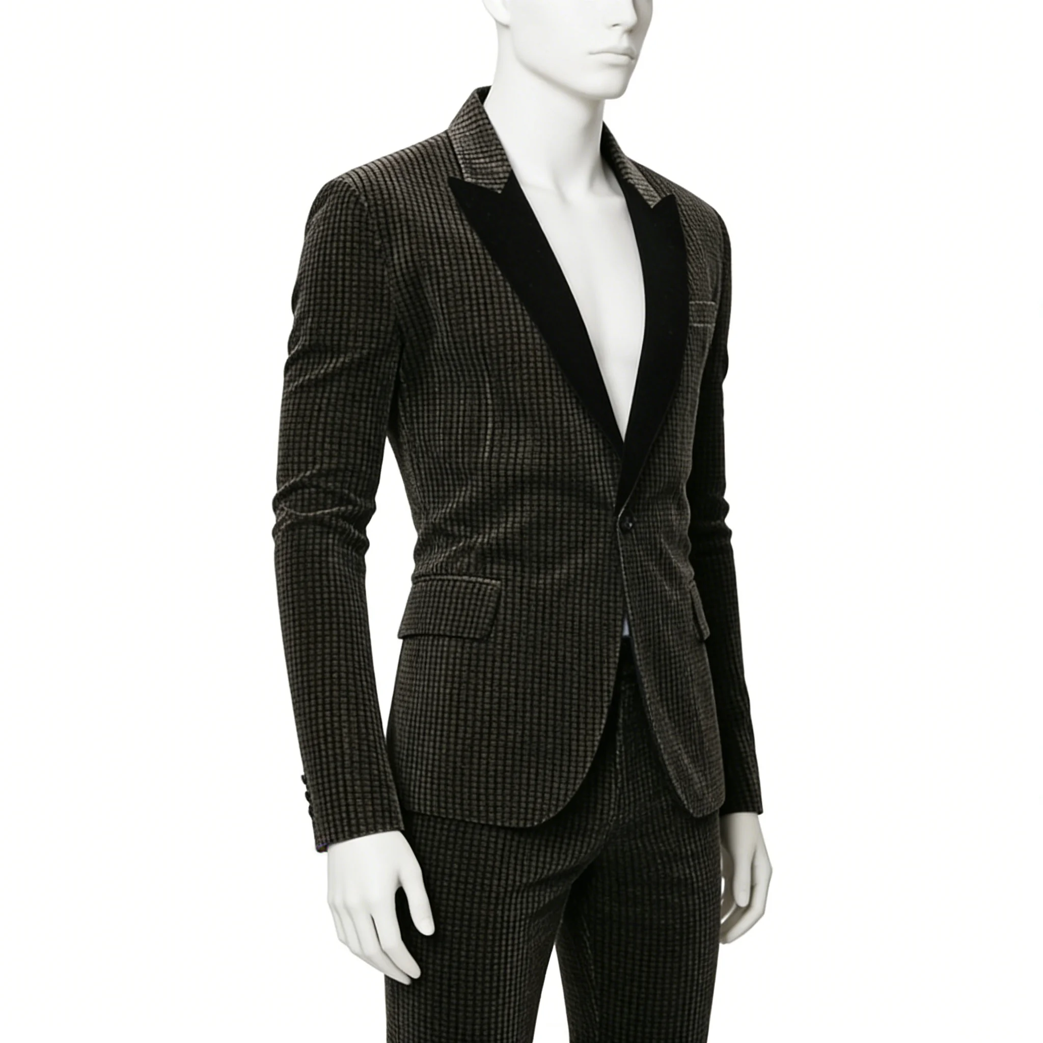 

Men Luxury Textured Blazer Slim Fit Shawl Collar Single Button Formal Party Wedding Business Suit Jacket