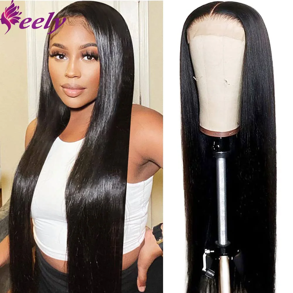 Lace Front Human Hair Wig Straight 5x5 HD Lace Brazilian 100% Human Hair Lace Frontal Wig Pre Plucked 20 22 24 Inches For Woman