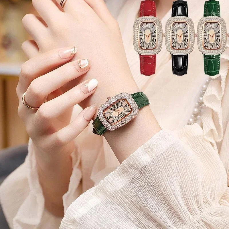 

New Luxury Watch Women's Square Watch Leather Strap Fashion Watch Women's Quartz Clock Gift Reloj De Mujer