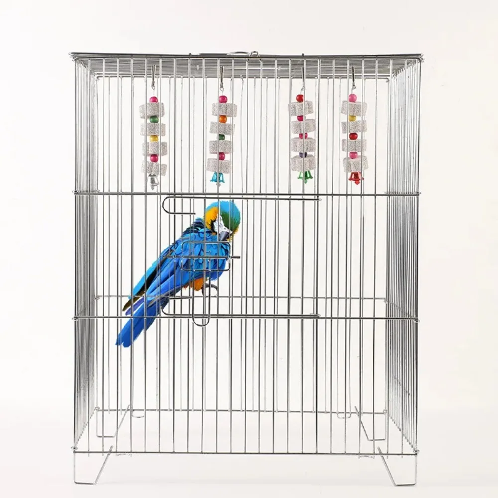 Bird Chewing Toy Parrot Beak Grinding Calcium Stone with Bells Bird Cage Accessories Cage Toys for Rat Hamster Chinchilla Rabbit