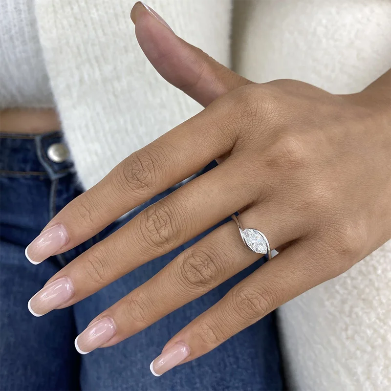 

Обручальное кольцо с бриллиантом 1 карат маркизы CVD HPHT, выращенное в лаборатории, платина, обходное кольцо 950, сертифицированное IGI