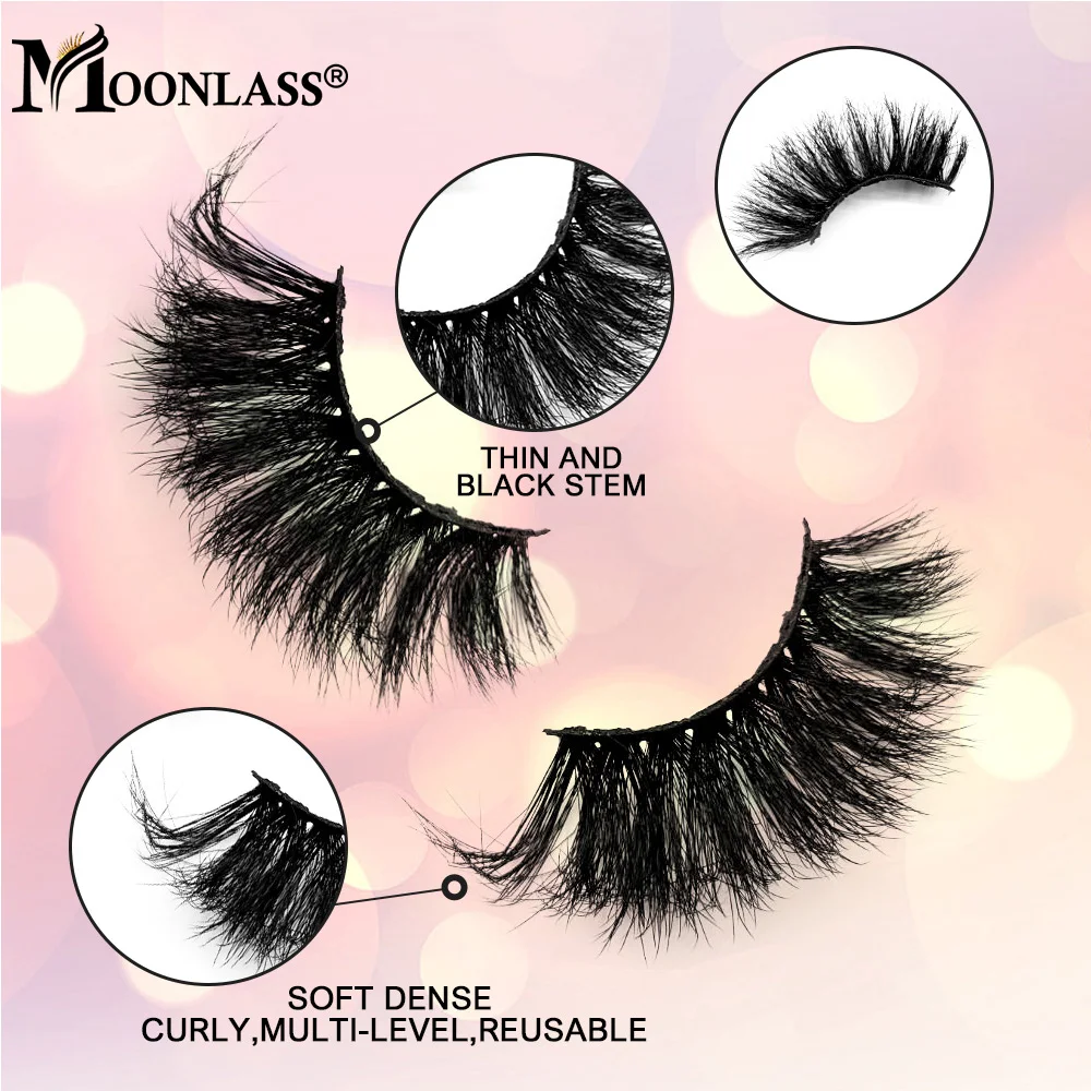 Free Custom Logo 22-25MM Fluffy Messy Soft Mink Lashes Extension Wholesale Natural Cross Wispy False Eyelashes Makeup Hot Sale