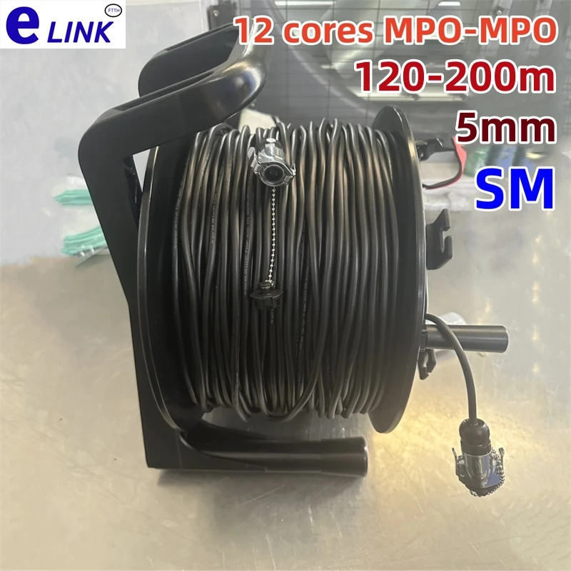 MPO Armored fiber optic Patch cord 12C TPU singlemode type B 120m 150m 200m with drum 12 cores SM waterproof outdoor FTTH