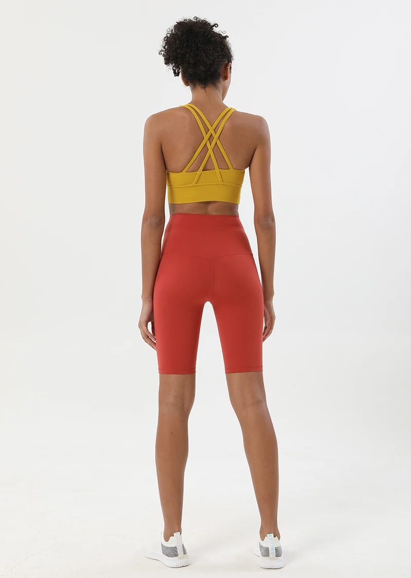 Nylon Yoga Set Gym Two Piece Sets Womens Bra Top Women Cycling Shorts Sport Fitness Sportswear 45 Colors Womens Clothing