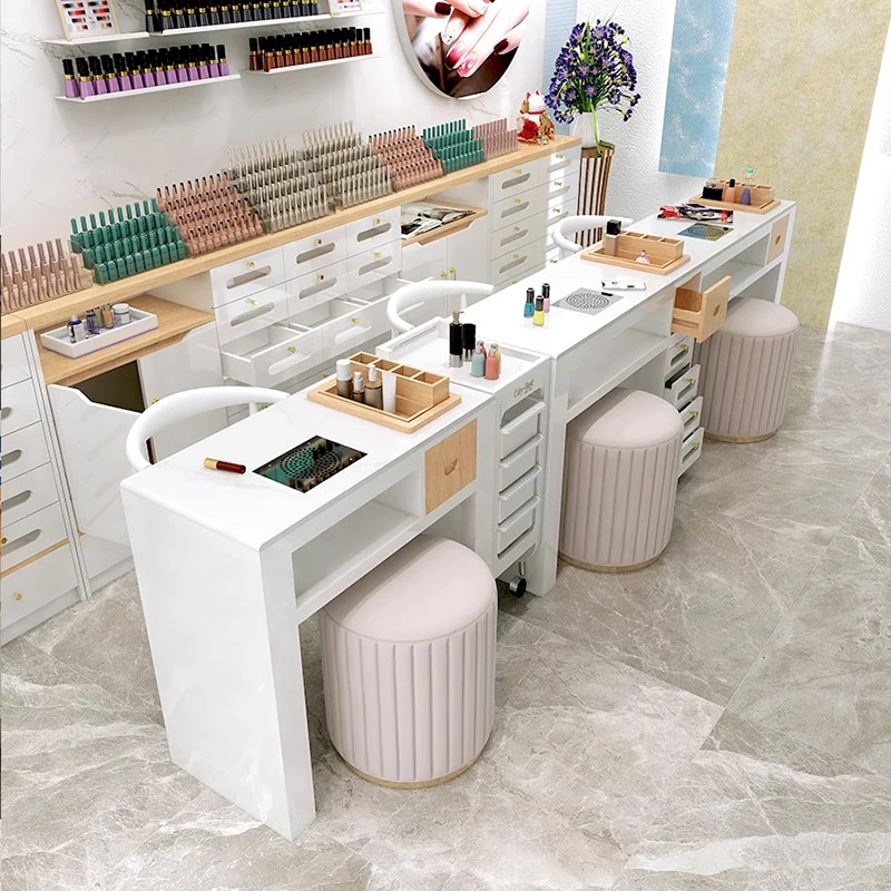 

Makeup White Nail Table Luxury Modern Dressing Professional Manicure Table Headboards Mesa Manicura Beauty Furniture LJ50MT