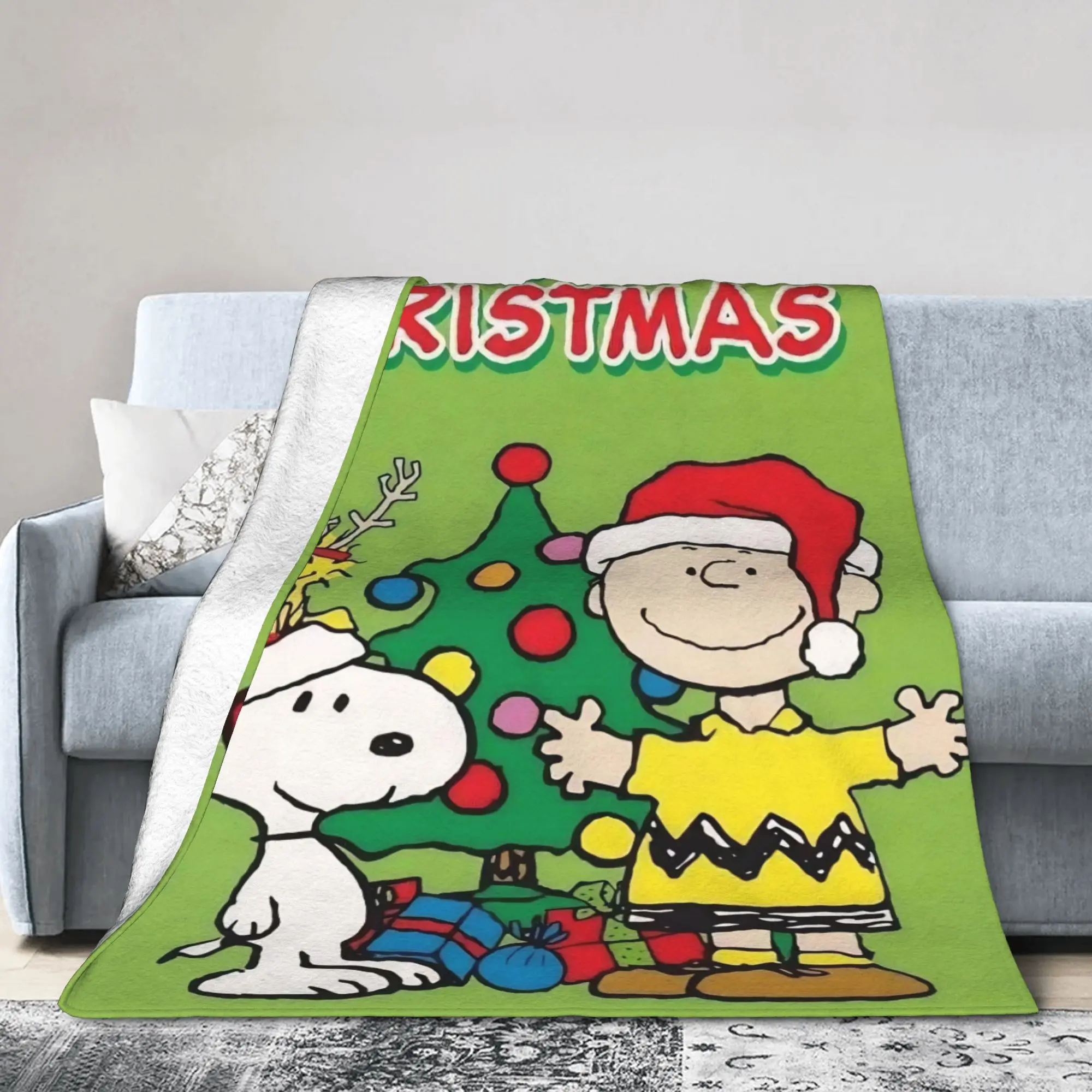 S-Snoopys Xmas  Merry Christmas Blankets  Flannel Awesome Warm Throw Blanket for Bedspread Autumn/Winter