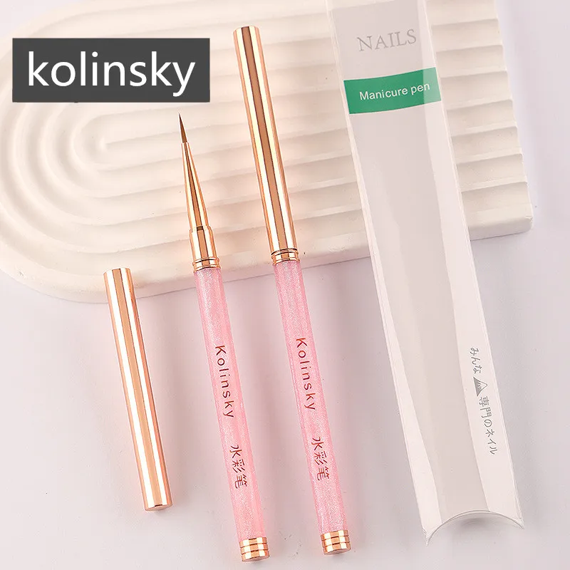 1/2PCS New Kolinsky Acrylic Nail Brush Purple Nails Brush Art Acrylic Pure Kolinsky Sable Brush 3D Painting Pen