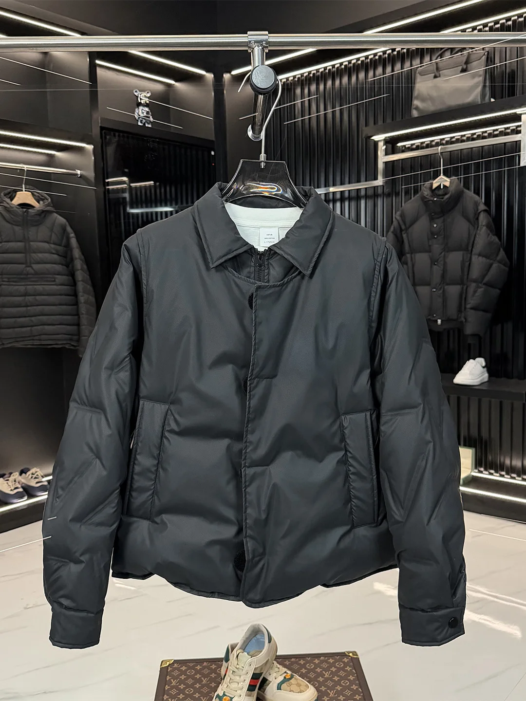 

American Decosition Design Men's ort Thiened Warm Outerwear Quilted Nylon Fabric Commute Sle Casual Faion