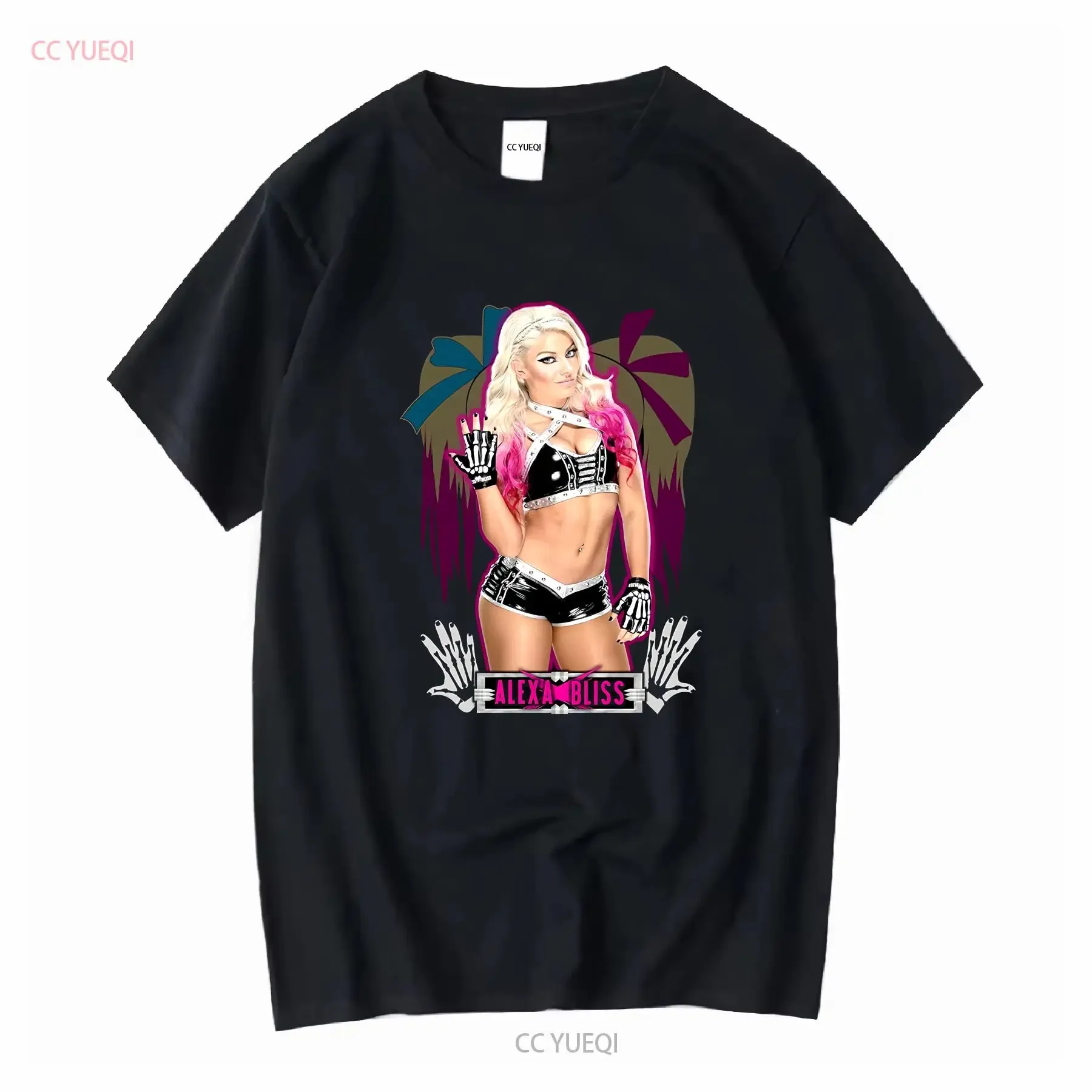 Alexa Bliss I Love Her t-shirt noir taille S 2345XL vintage lavé doux streetwear polyvalent unisexe respirant élégant
