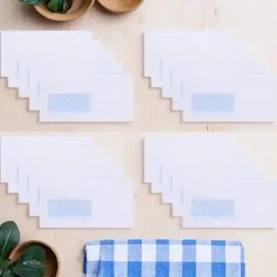 50Pcs Self-Sealing Envelopes Left Window Confidential Business Documents Invitations Simple Elegant Design Storage Envelopes