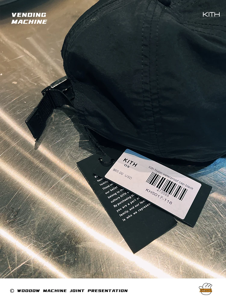 kith-ストリートスタイル-ブラック-刺繍入り-ナイロン-レターロゴ-軽量-調整可能-サマー-ベースボールキャップ-ユニセックス-コットン-カーブドビルハット