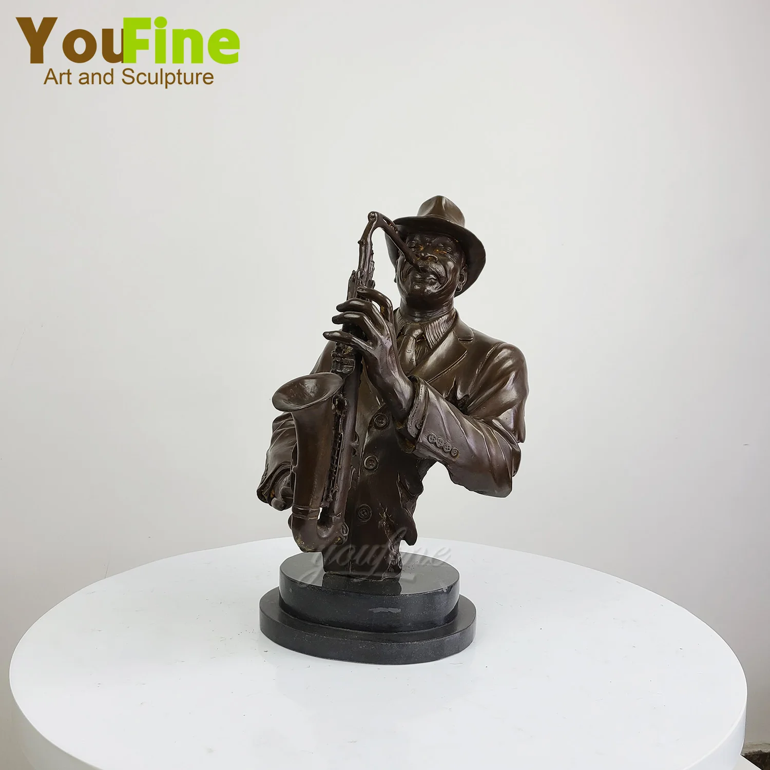 40cm Saxophone Player Bronze Bust Statue Bronze Muscian Bust Sculpture Classic Artwork For Home Decor Tasteful Gift