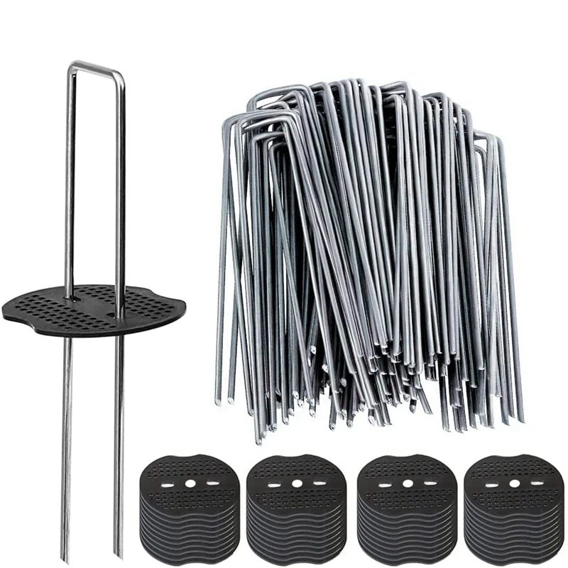 200/400/800pcs 6 Inch Hot-dip Galvanized Landscape Staples Plant Cover Stakes 11 Gauge Tent Stakes Garden Stakes + Gaskets