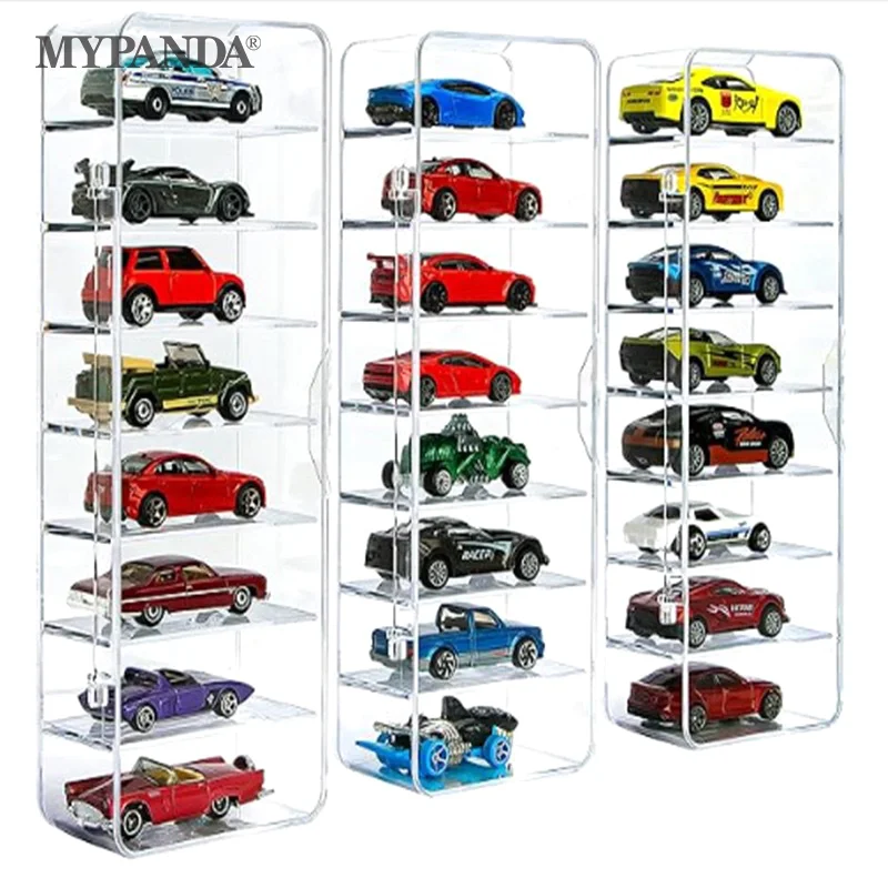 1:64 Acrylic Car Display Box For Car Model Toy 8 Grid Cabinet Rack Dustproof Stackable Car Storage Box Transparent Display Rack