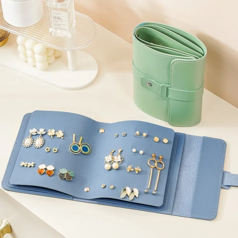 1PC Pu Leather Book Style Earring Jewelry Case Portable Travel Ear Stud Storage Box Large Capacity Jewelry Organizer