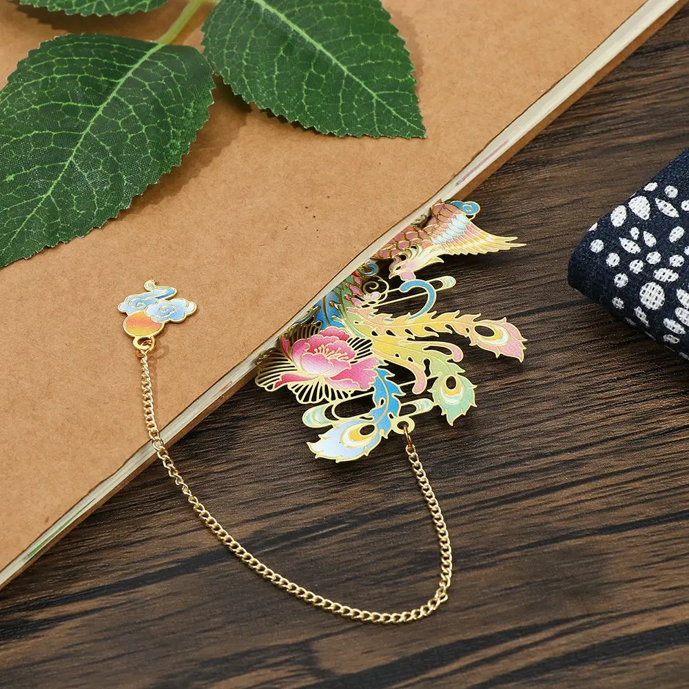 Chinese Style Retro Bookmark Hollow Brass Pagination Mark Book Clip Beautiful Tassel Pendant Bookmark Stationery Supplies