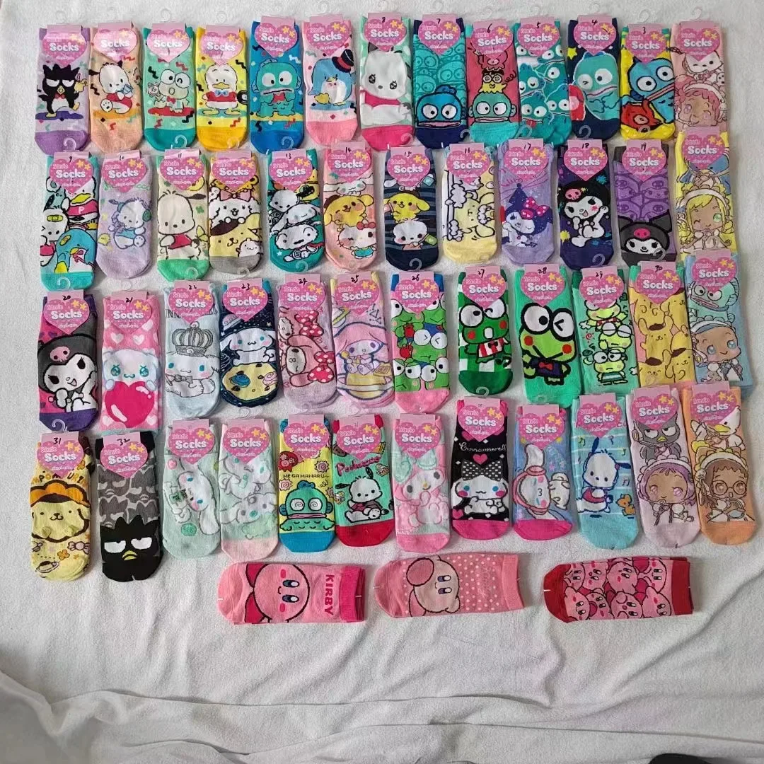 3pcs Socks Sanrio Melody Cinnamoroll Women\'s Sweet Cartoon Kirby Cute Kids Socks Girls Little Girl Socks