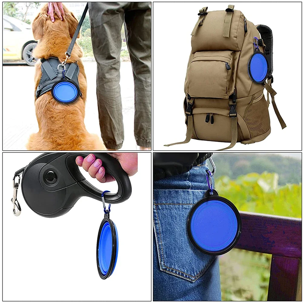 1000ML Silicone Dog Feeder Bowl Carabiner Folding Cat Bowl Travel Dog Feeding Supplies Food Water Container Pet Accessories